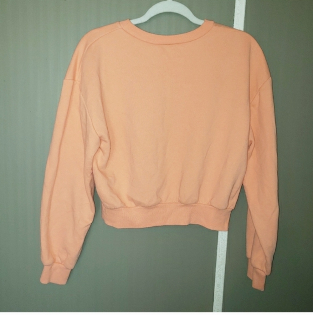 Wild Fable Cropped Sweatshirt Pullover Peach Balloon Sleeve Casual Athleisure M - Picture 4 of 4